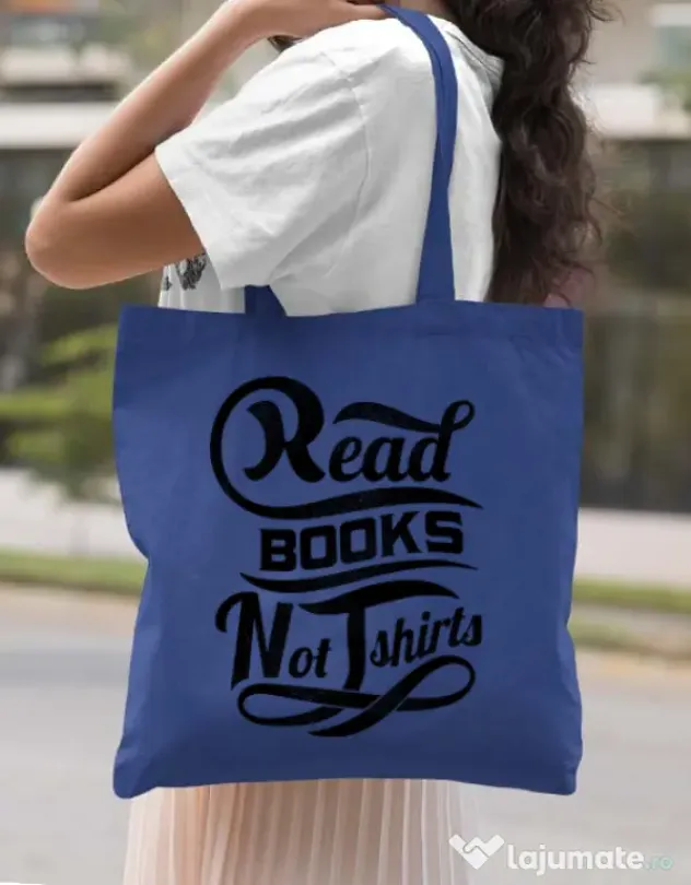Sacosa din panza Read books Albastru regal