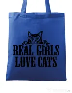 Sacosa din panza Real girls love cats Albastru regal