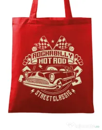 Sacosa din panza Rockabilly Hotrod Rosu