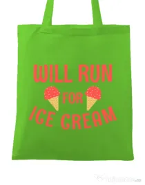 Sacosa din panza Running for ice cream Verde mar