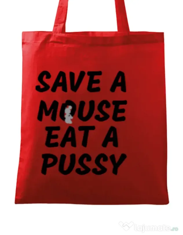 Sacosa din panza Save a mouse Rosu