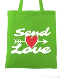 Sacosa din panza Send love Verde mar