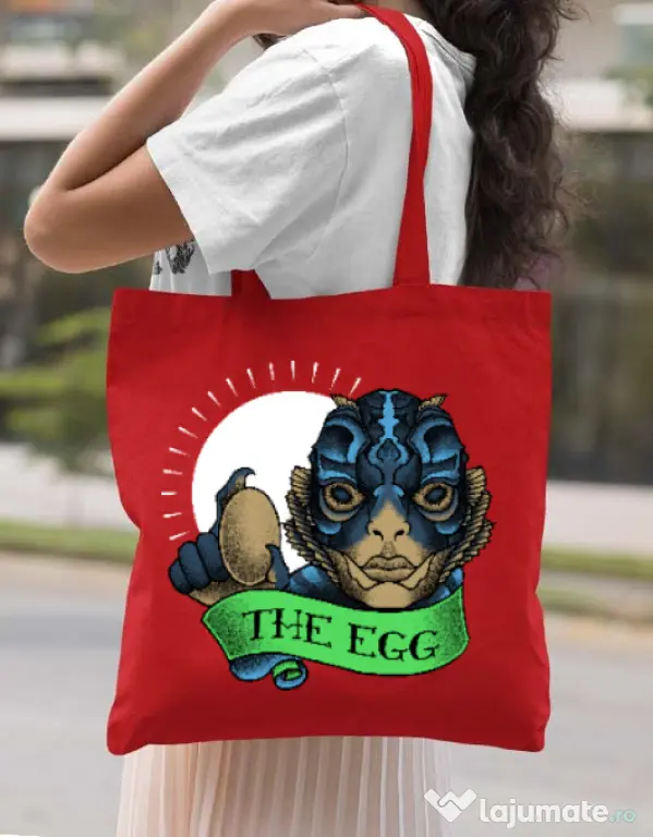 Sacosa din panza Shape of water Rosu