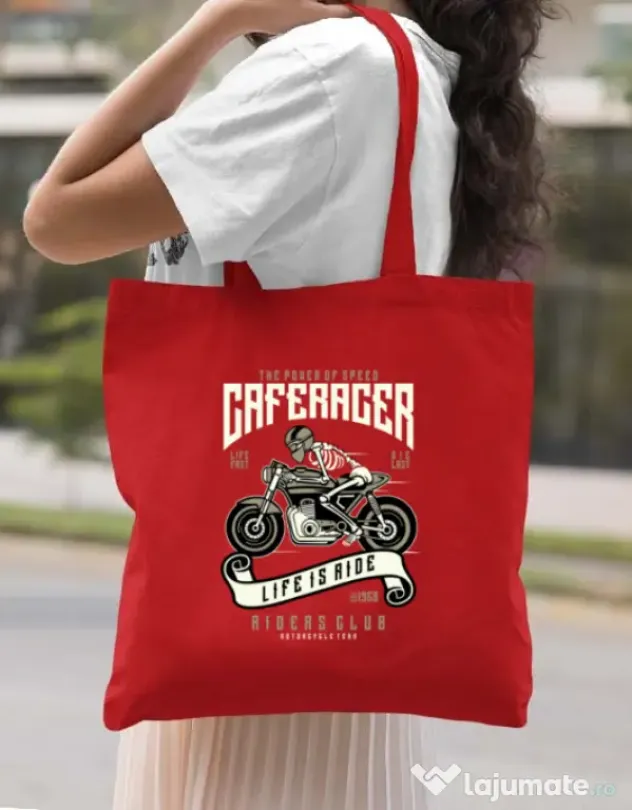 Sacosa din panza Speed of Caferacer Rosu