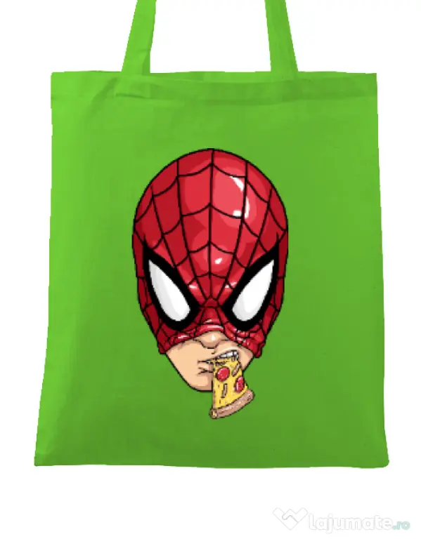 Sacosa din panza Spiderman pizza Verde mar