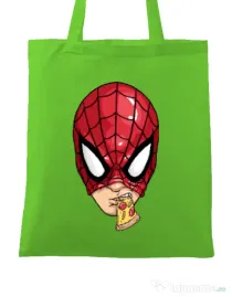 Sacosa din panza Spiderman pizza Verde mar