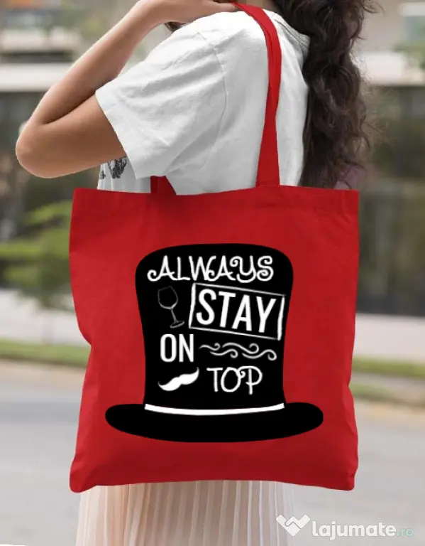 Sacosa din panza Stay on top Rosu