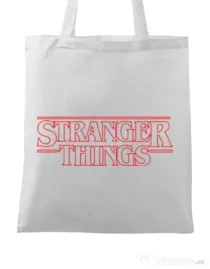 Sacosa din panza Stranger things outline Alb