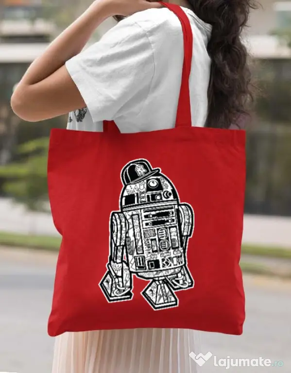 Sacosa din panza Street R2D2 Rosu