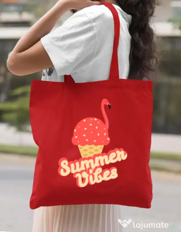 Sacosa din panza Summer Vibes Rosu