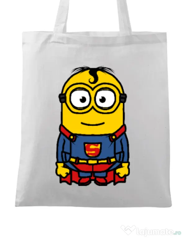 Sacosa din panza Super minion Alb