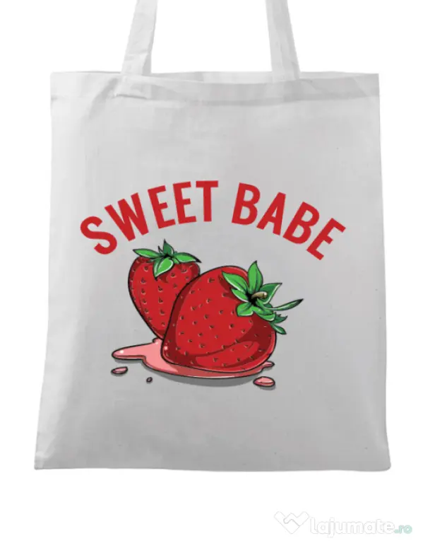 Sacosa din panza Sweet babe Alb