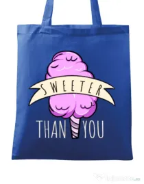 Sacosa din panza Sweeter than you Albastru regal
