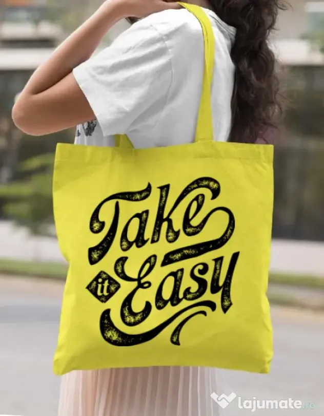 Sacosa din panza Take it easy Galben