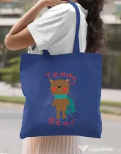 Sacosa din panza Teddy bear Albastru regal 