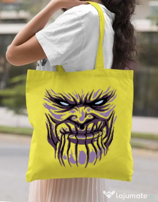 Sacosa din panza Thanos mask Galben