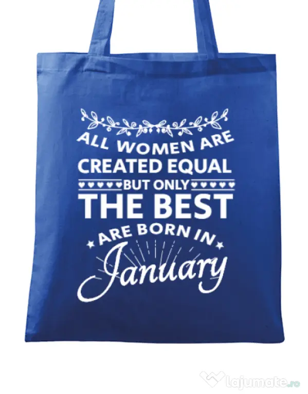 Sacosa din panza The best women are born in January Albastru regal