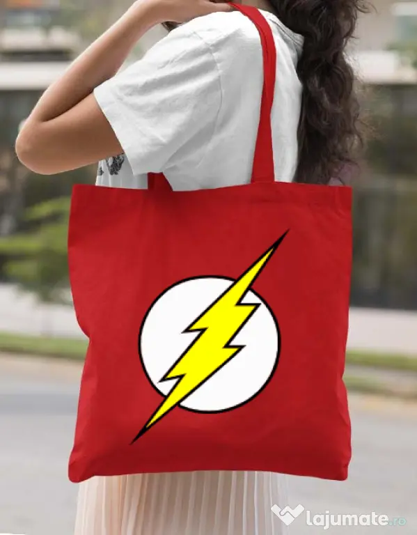 Sacosa din panza The Flash Rosu