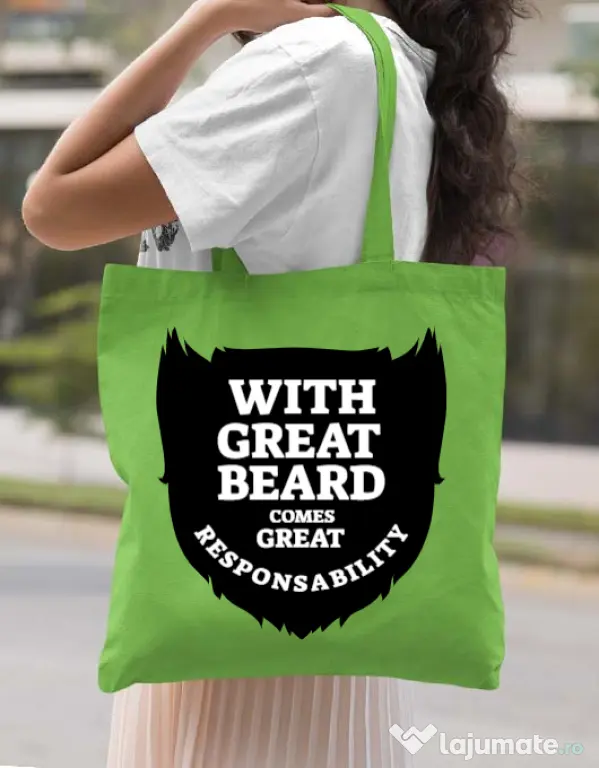 Sacosa din panza The great beard Verde mar