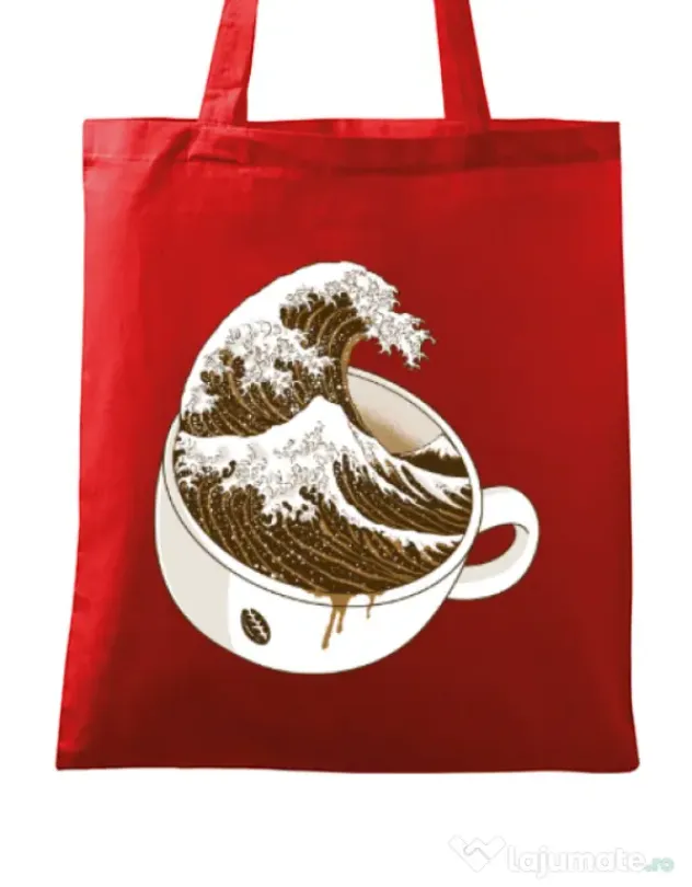 Sacosa din panza The Great Wave off Coffee Rosu