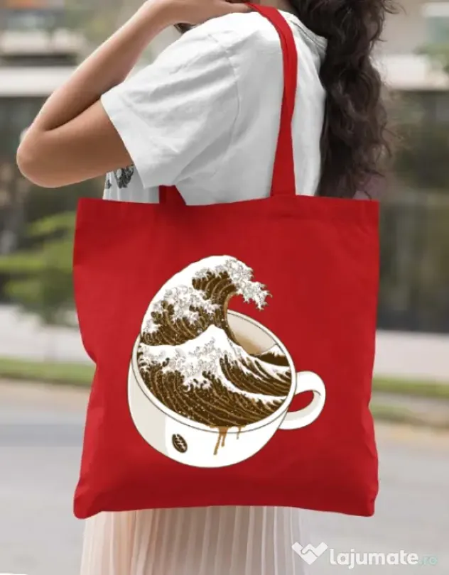 Sacosa din panza The Great Wave off Coffee Rosu