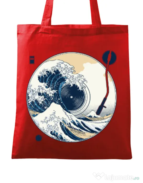 Sacosa din panza The Great Wave off Sound Rosu