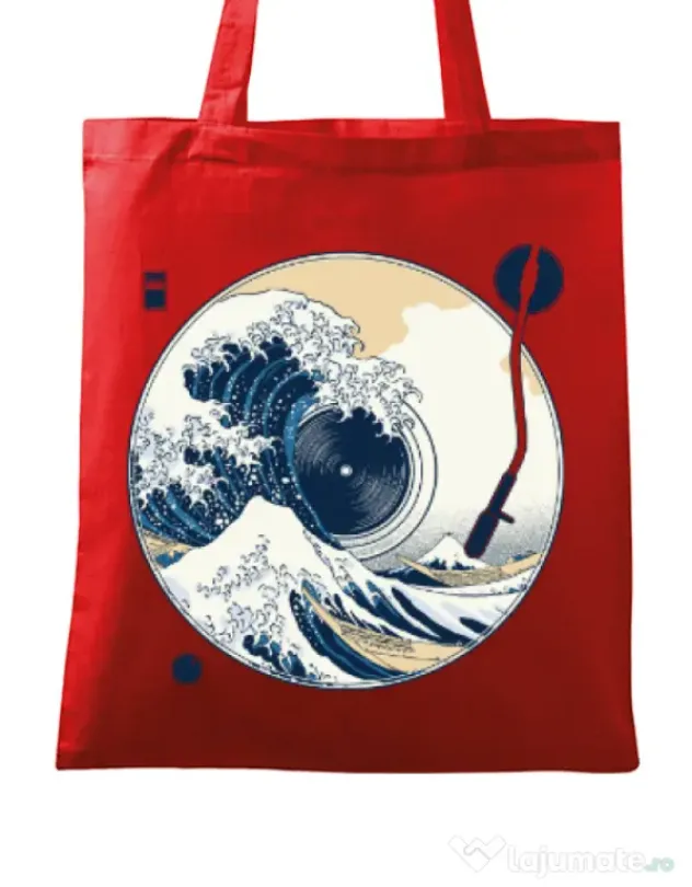 Sacosa din panza The Great Wave off Sound Rosu