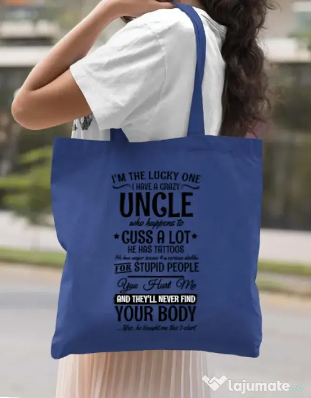 Sacosa din panza The lucky one Albastru regal