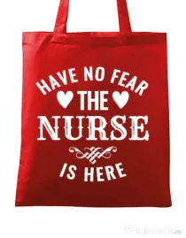 Sacosa din panza The nurse is here Rosu