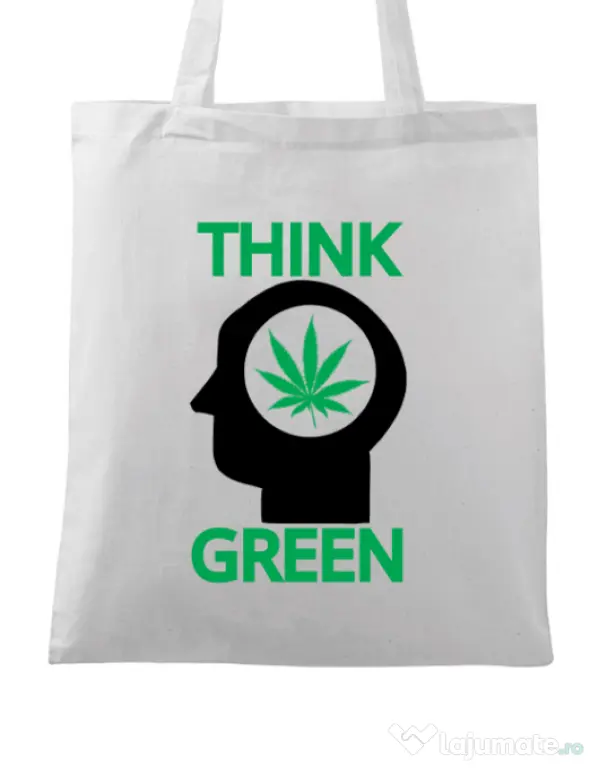 Sacosa din panza Think green Alb