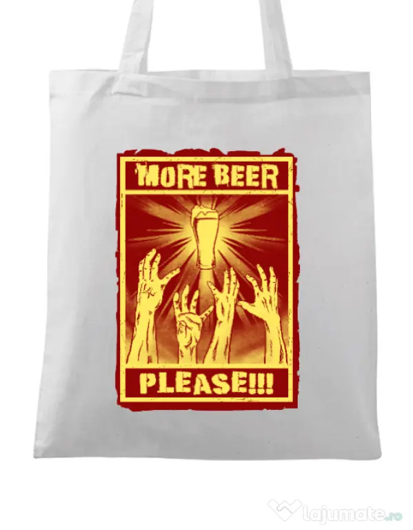 Sacosa din panza Thirsty zombies Alb
