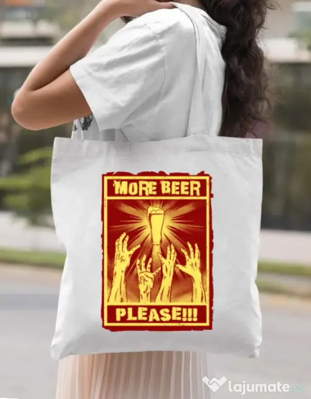 Sacosa din panza Thirsty zombies Alb