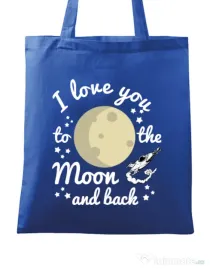 Sacosa din panza To the moon and back Albastru regal