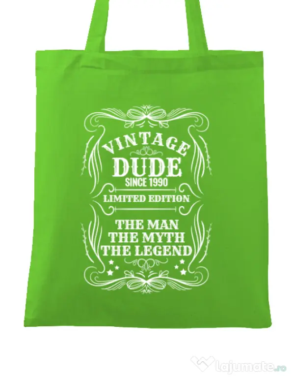 Sacosa din panza Vintage dude Verde mar