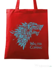 Sacosa din panza Walter is coming Rosu