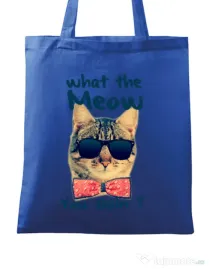 Sacosa din panza What the meow Albastru regal