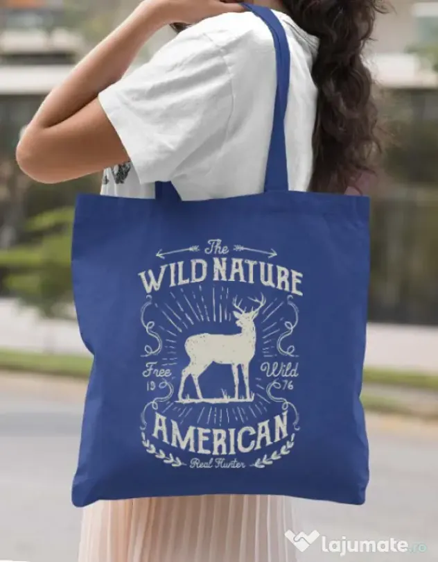 Sacosa din panza Wild Nature Albastru regal