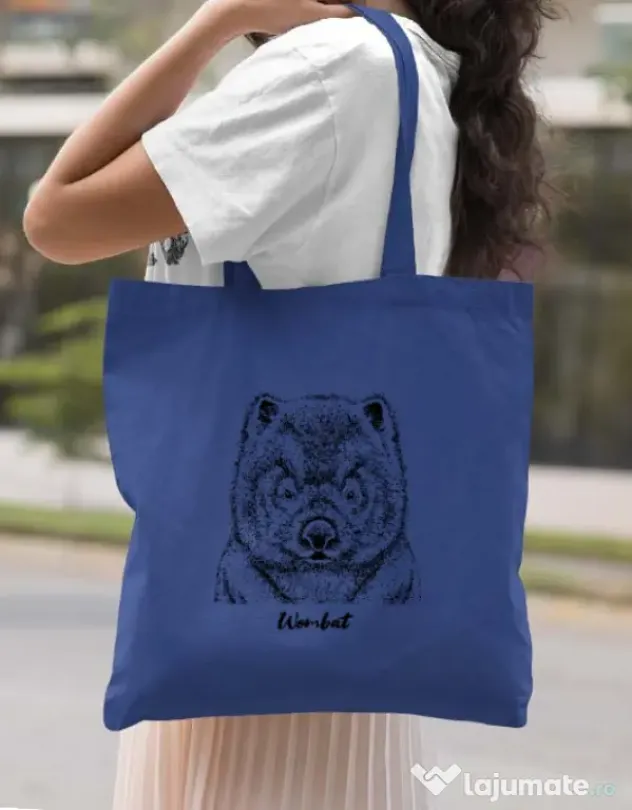Sacosa din panza Wombat Albastru regal