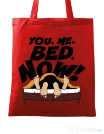 Sacosa din panza You me bed now Rosu