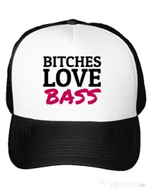 Sapca personalizata Bitches love bass Alb