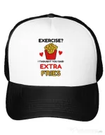 Sapca personalizata Exercise extra fries Alb