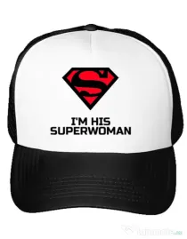 Sapca personalizata I'm his superwoman Alb