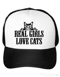 Sapca personalizata Real girls love cats Alb