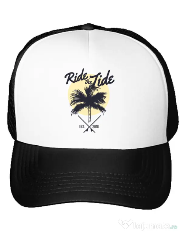 Sapca personalizata Ride the tide Alb