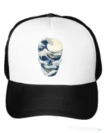 Sapca personalizata The Great Wave off Skull Alb