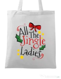 Sacosa din panza All the Jingle Ladies Alb