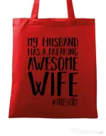 Sacosa din panza Awesome wife Rosu