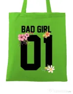 Sacosa din panza Bad girl Verde mar