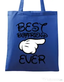 Sacosa din panza Best boyfriend ever Albastru regal