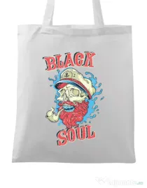 Sacosa din panza Black soul Alb